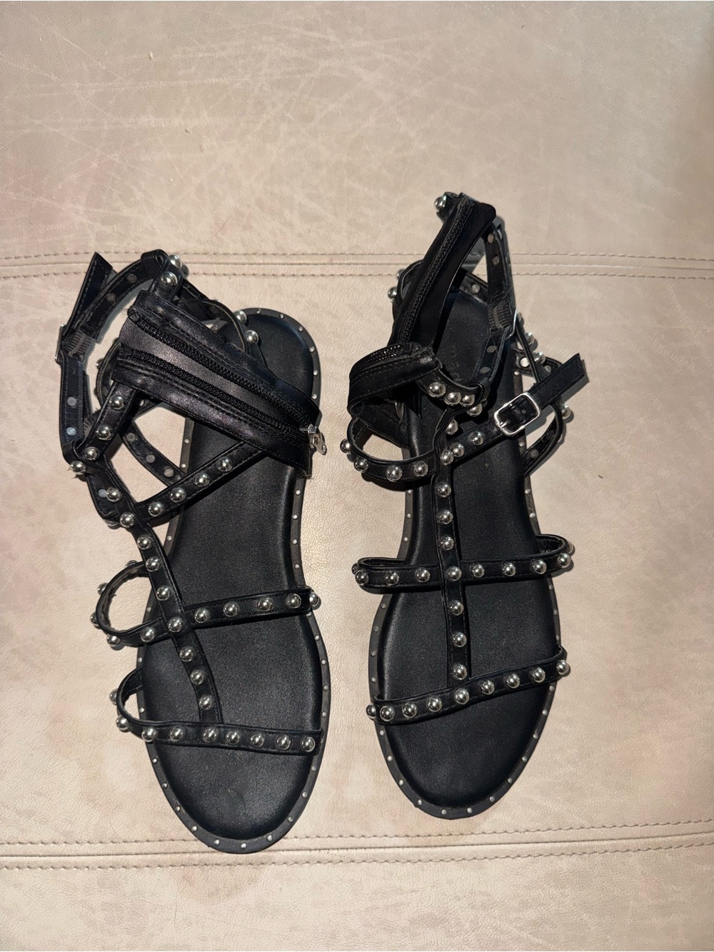 Women's Black Studded Gladiator Sandals